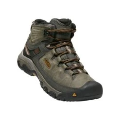 Keen Men's Targhee III Leather Mid Waterproof Hiking Boots - Black Olive/Golden Brown - Regular (D) -Run Vibe Shop 1017787 3Q large