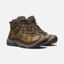 Keen Men's Circadia Mid WP Hiking Boot- Bison/Brindle- Wide (2E) -Run Vibe Shop 1026841 PLA PDP