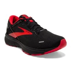 BROOKS Men's Ghost 14 GoreTEX Running Shoe - Black/Blackened Pearl/High Risk Red — Regular (D) -Run Vibe Shop 110368 004 A Ghost 14 GTX