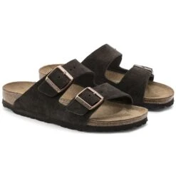 Birkenstock Arizona Mocha Suede Leather Sandal- Regular/Wide -Run Vibe Shop 51903 pair
